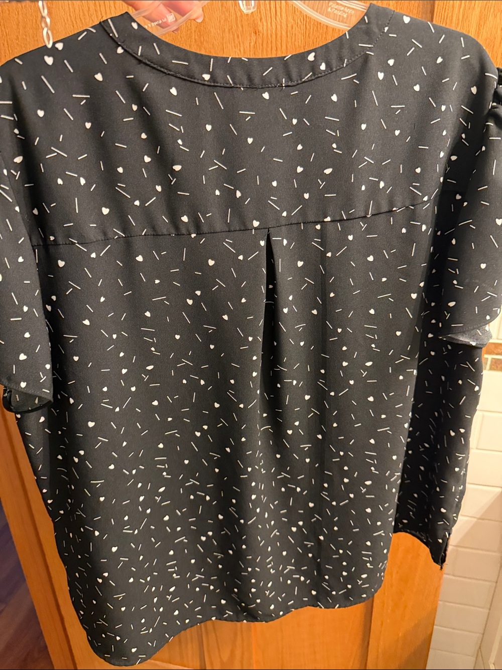 Hilary Radley Black Blouse with White Confetti Dots & hearts - Picture 7 of 7